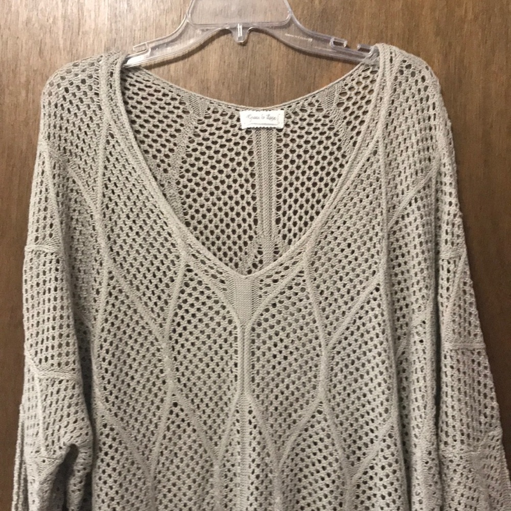 Knit sweater. Wide neck. Size XL